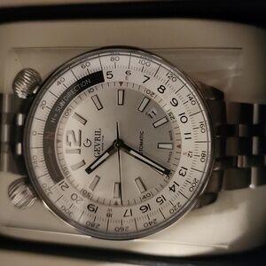 GEVRIL LA CHAUX DE FONDS NEW SILVER WATCH IN BOX UNISEX NWT